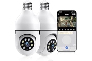 WESECUU Light Bulb Security Camera, 5G& 2.4GHz WiFi 2K Security Cameras Wireless Outdoor Motion Detection and Alarm,Two-Way Talk,Color Night Vision,Human Detection, Camera Light Bulb Easy to Install