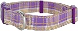 YUDOTE Soft Dog Collar British Plaid Medium 34-50cm Purple view 6
