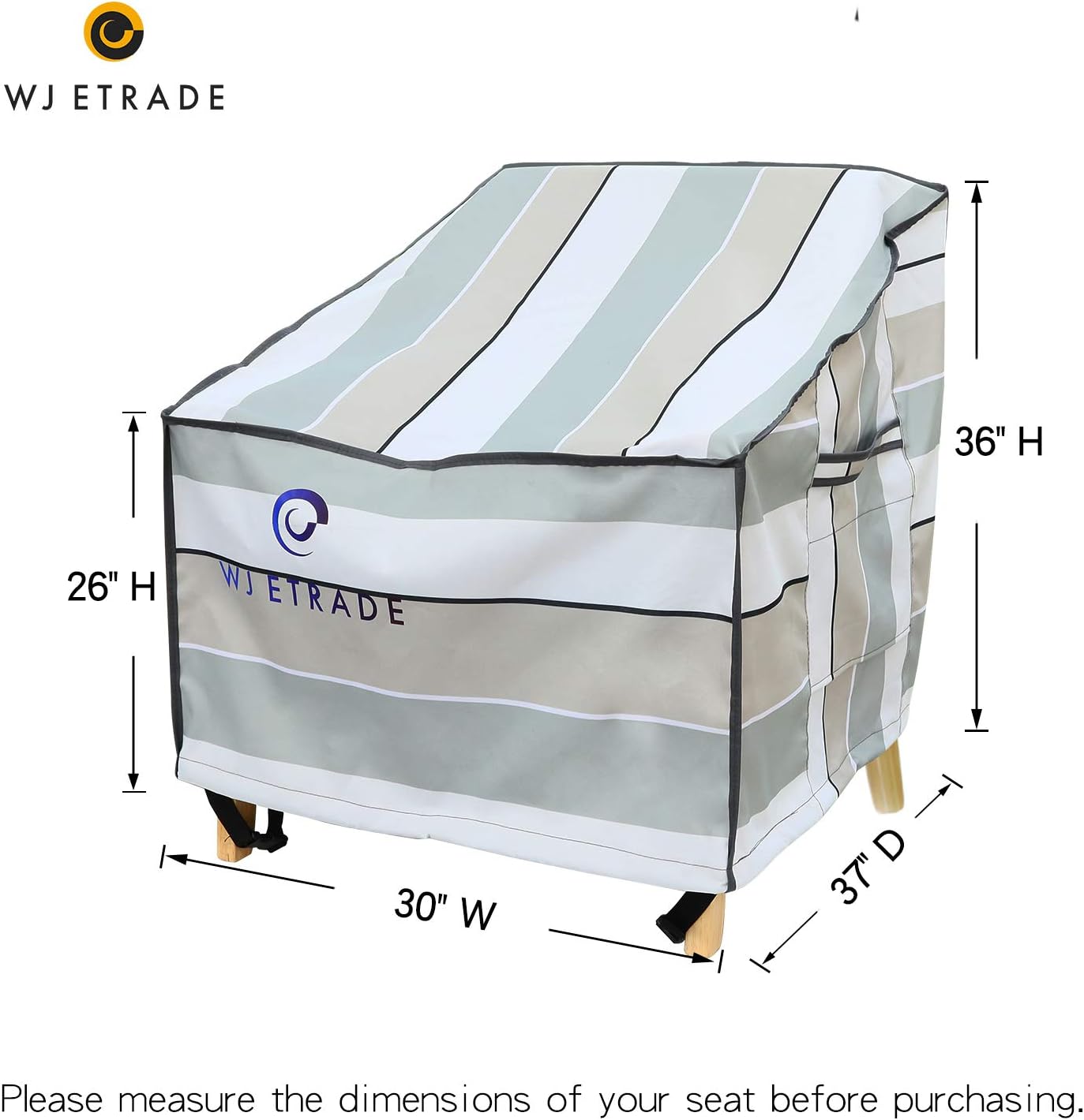 Patio Chair Covers, 2Pack, 28" Wx30 Dx36 H Dining Chair High Back Chair Cover, Heavy Duty Waterproof UV Resistant Outdoor Furniture Cover, Striped : Garden & Outdoor