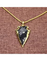 COAI Collar con colgante de cabeza de flecha de cristal de obsidiana cruda