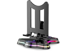 DYONDER RGB Charging Dock for Switch/Switch Lite/OLED, Portable Foldable Non-Slip Bracket for Phone, Adjustable Charging Switch Stand with Type C Charger Port (Black)
