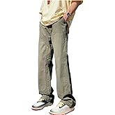 SWJGLITTR Men's Stacked Flared Jeans Y2K Streetwear Loose Fit Denim Pants Stacked Flared Hip Hop Jean