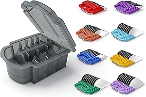 8-Color Stainless Steel Guide Comb Set (1/8" to 1" / 3mm to 25mm) Compatible with Andis, Oster A5, Wahl KM10 Clippers | Fits 