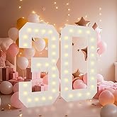 4FT Light Up Numbers, Marquee Numbers 4 Feet Tall Giant Number 30 Mosaic Big Number Sign for 30th Birthday Party Backdrop Anniversary Decorations, Pre-Cut Large Frame 30