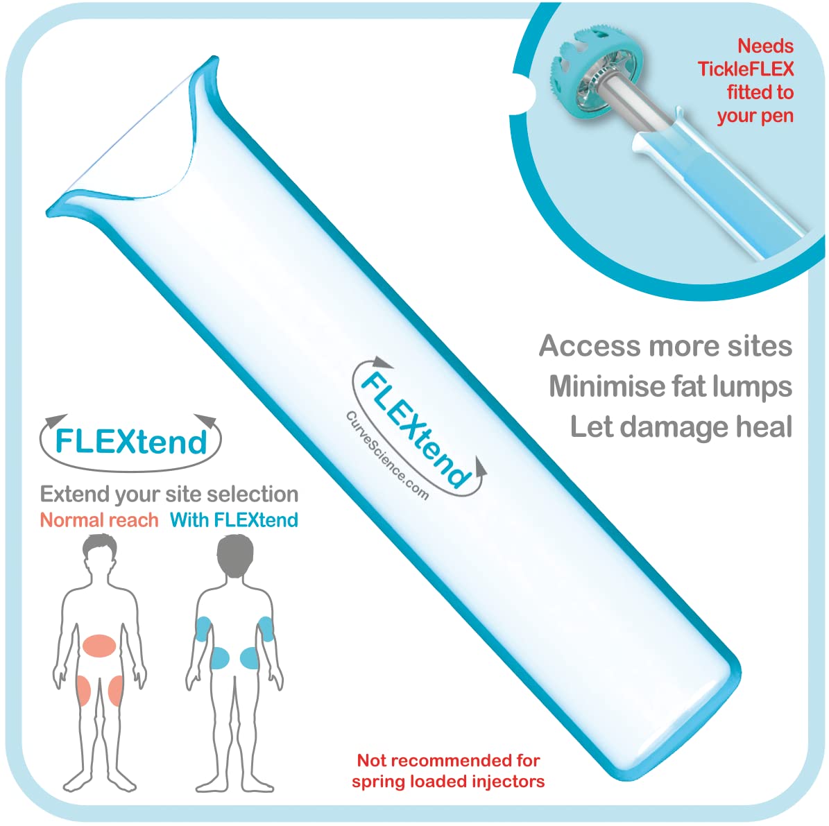 Photo 1 of FLEXtend for Use with TickleFLEX for Extending Pen Needle Injection Sites, Minimizing Flat Lumps & Allowing Damage Heal - Simple & Effective Solution for lipohypertrophy (FLEXtend)