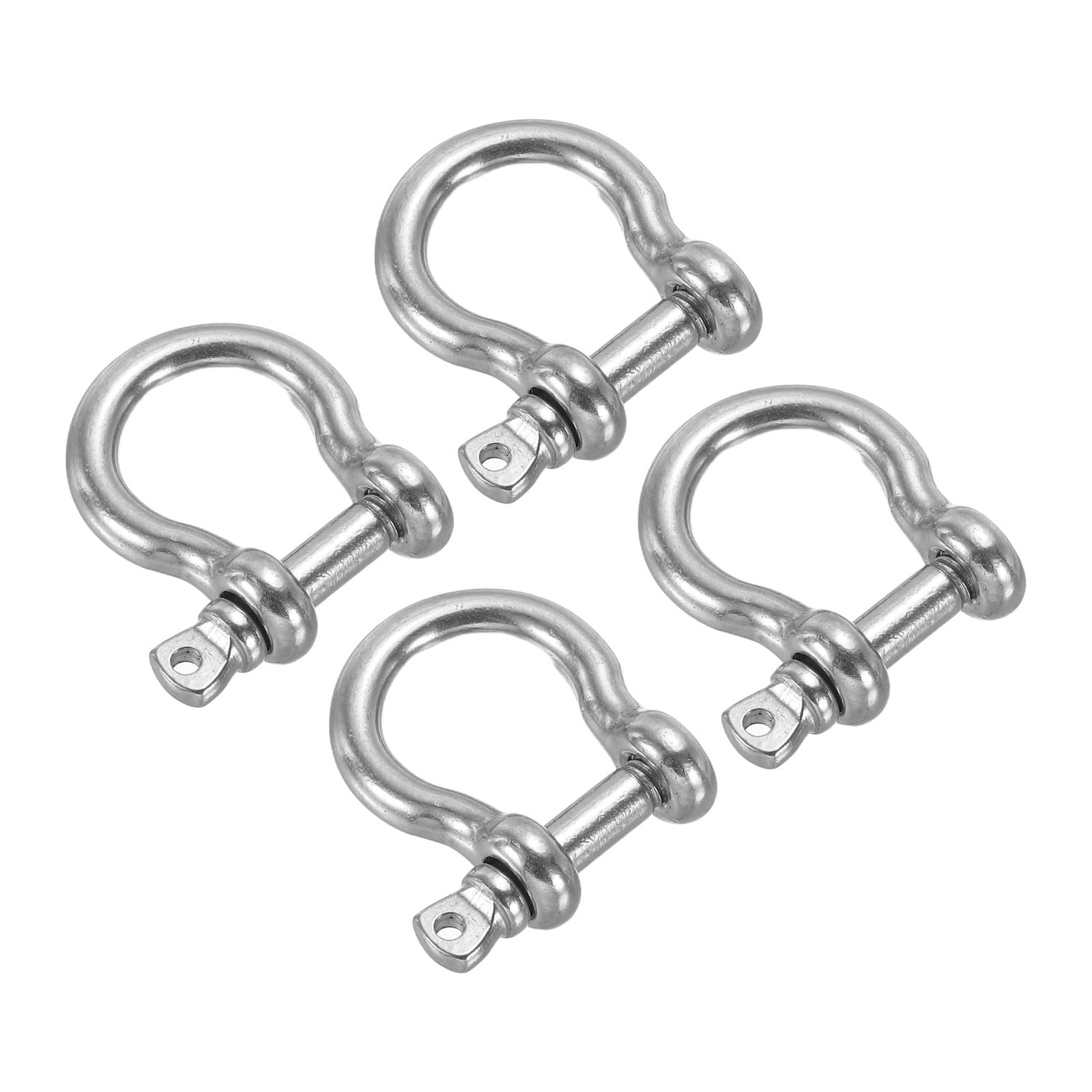 PATIKIL D-Ring Shackles, 4Pcs 13/32 Inch Inside Width Stainless Steel U Shape Small Shackle for DIY Leather Craft Replacement