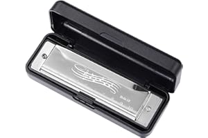 Blues Harmonica in C, 10 Holes Harp Diatonic 20 Tones Mouth Organ for Adults, Beginners for
