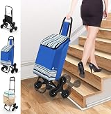 VOUNOT Folding Shopping Trolley on 6 Wheels Stair Climbing Cart 30L Blue