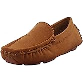 DADAWEN Toddler Little Kid Boys Girls Soft Suede Leather Slip On Penny Loafer Dress Shoes Moccasin Flat Boat Shoes Wedding Church Oxford