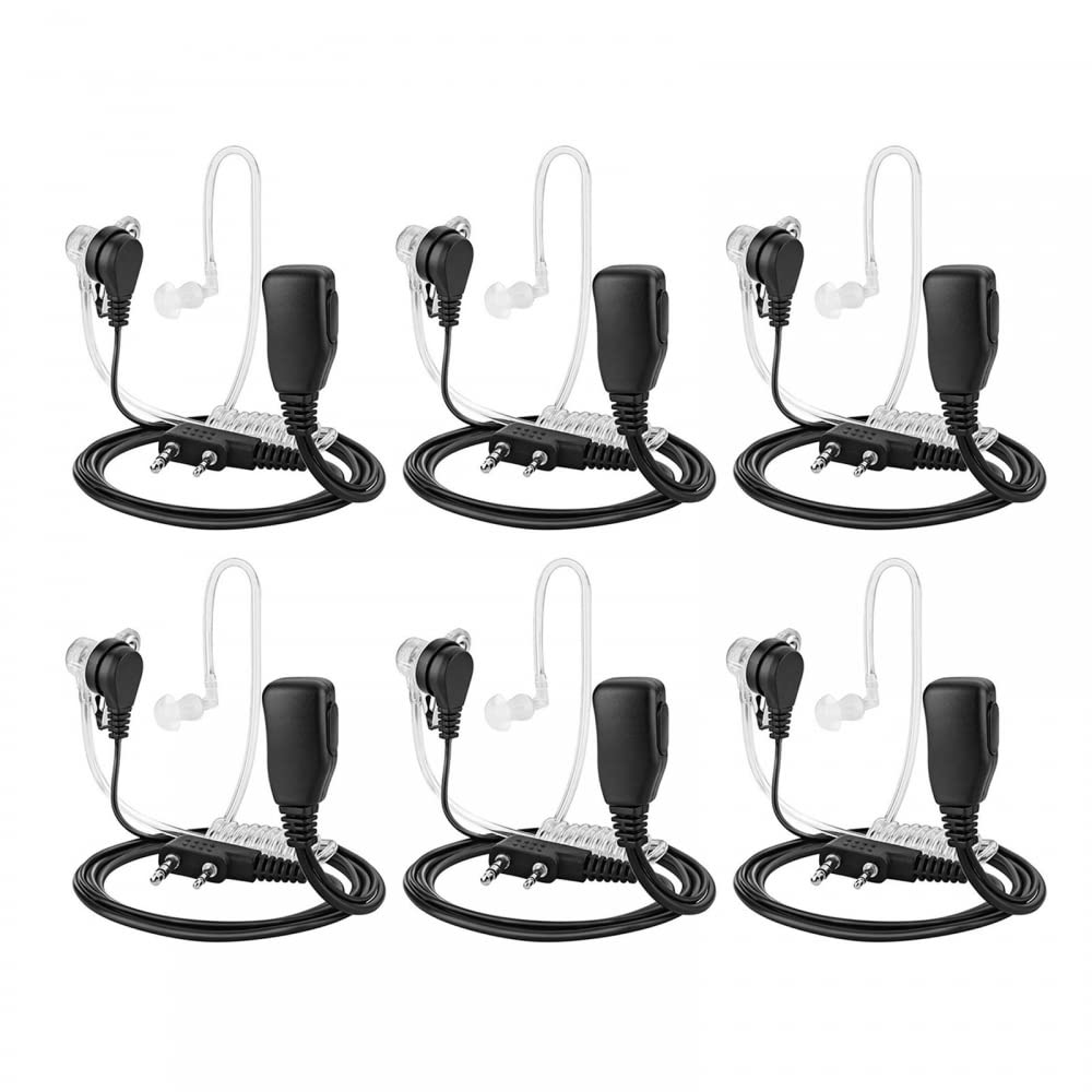 DONGKER 6Pcs Walkie Talkies Earpiece,Two Way Radio EarPiece,2 Pin C-type Headset for Walkie Talkie