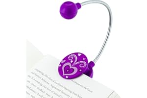 WITHit Clip On Book Light –Violet Heart– LED Reading Light for Books and eBooks, Reduced Glare, Portable and Lightweight, Cute Bookmark Light for Kids and Adults, Batteries Included