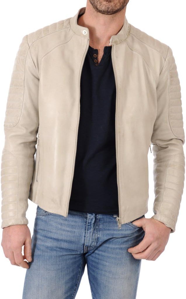 Leather Planet Men's Lambskin Leather Bomber Biker Jacket
