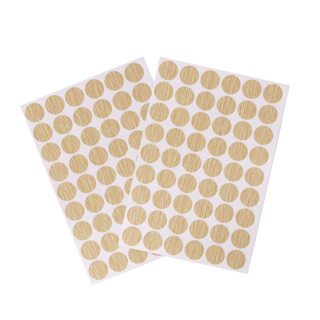 sourcing map Screw Hole Covers Stickers Textured Plastic Self Adhesive Stickers for Wood Furniture Cabinet Shelve Plate 21mm Dia 108pcs in 2Sheet Oak, PC-132
