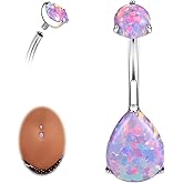 AROWRO Belly Button Ring Titanium Gold Sliver Hypoallergenic 14G Belly Button Piercing 10mm Barbell Belly Rings for Women With Opal