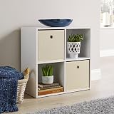Home Source 60cm 4 Shelf Storage Cube Bookcase White Sonoma Oak Finish view 3