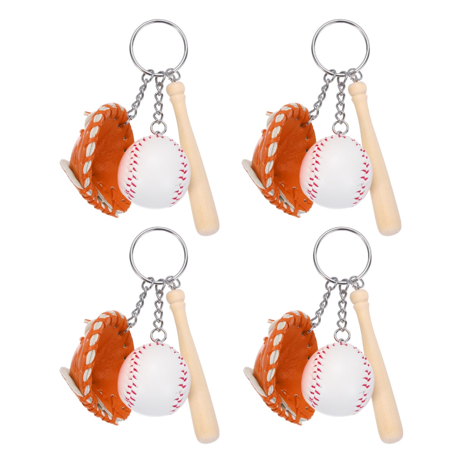 PATIKIL Baseball Keychain, 4 Pcs Softball Gloves Baseball Bats Key Chain Sports Novelty Charm Pendant for Backpacks, Gift, Party Favor, Souvenir, Sports Fan, Orange