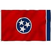 ANLEY Fly Breeze 3x5 Foot Tennessee State Polyester Flag - Vivid Color and Fade proof - Canvas Header and Double Stitched - Tennessee TN Flags with Brass Grommets 3 X 5 Ft