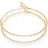 Plus Size Gold-Plated Tennis Bracelet for Women, Double 18K Real Gold Plated, Highly Fade-Resistant, 2-Pack, Sparkling Rhinestones, One-Size-Fits-Most with Adjustable Clasp, Chic Elegant Jewelry Gift for Her