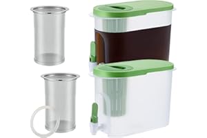 GERRII 2 Pcs Cold Brew Maker, 1 Gallon Plastic Beverage Dispenser for Parties and 2 Filters, Christmas Drink Dispenser, Cold Brew Pitcher with Spigot, Container for Juice, Water, Tea(Green)