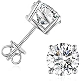 1-6CT Moissanite Stud Earrings for Women, C4P Setting D Color 925 Sterling Silver Earrings with Certificate of Authenticity