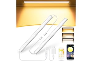 Daymeet Under Cabinet Lighting, 12 Inch Ultra Thin Dimmable Under Cabinet Lights Plug in, Multi-Color Super Bright LED Under Counter Lights Indoor Night Lights Bar for Kitchen, Shelf, Closet (2 Pack)