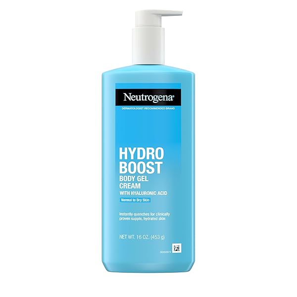 NEUTROGENA HYDRO BOOST BODY GEL CREAM, HYDRATING BODY LOTION WITH HYALURONIC ACID FOR NORMAL TO DRY SKIN, LIGHTWEIGHT FRAGRANCE-FREE HYALURONIC ACID MOISTURIZER, 16 OZ