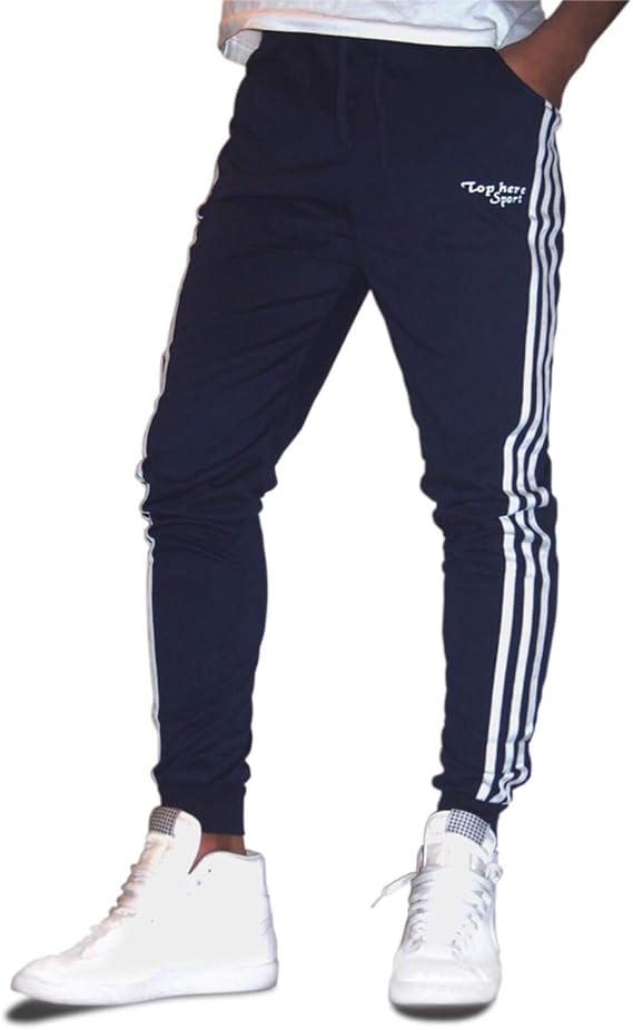 Amazon Kushim 3ライン ジャージ スリム メンズ レディース スウェットパンツ ロング ジョガーパンツ スキニー パンツ ズボン L ネイビー ロングパンツ 通販