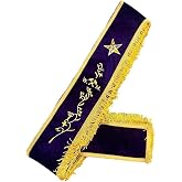 Masonic Oes W.M Sash, Order of Easter Star Worthy Matron Sash Purple Velvet with Golden fringe and Red Lining