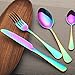 LEKOCH 4-Piece Stainless Steel Flatware Set Including Steak Fork Spoons Knife Tableware (Colorful)