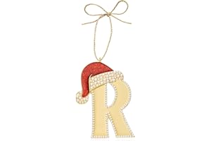 Mrchtmas 2025 Christmas Ornaments, Letter R Ornaments for X mas Tree,Hanging Christmas Red Hat Ornament for Mother Best Friends Sister Wife|R-Letter Ornament