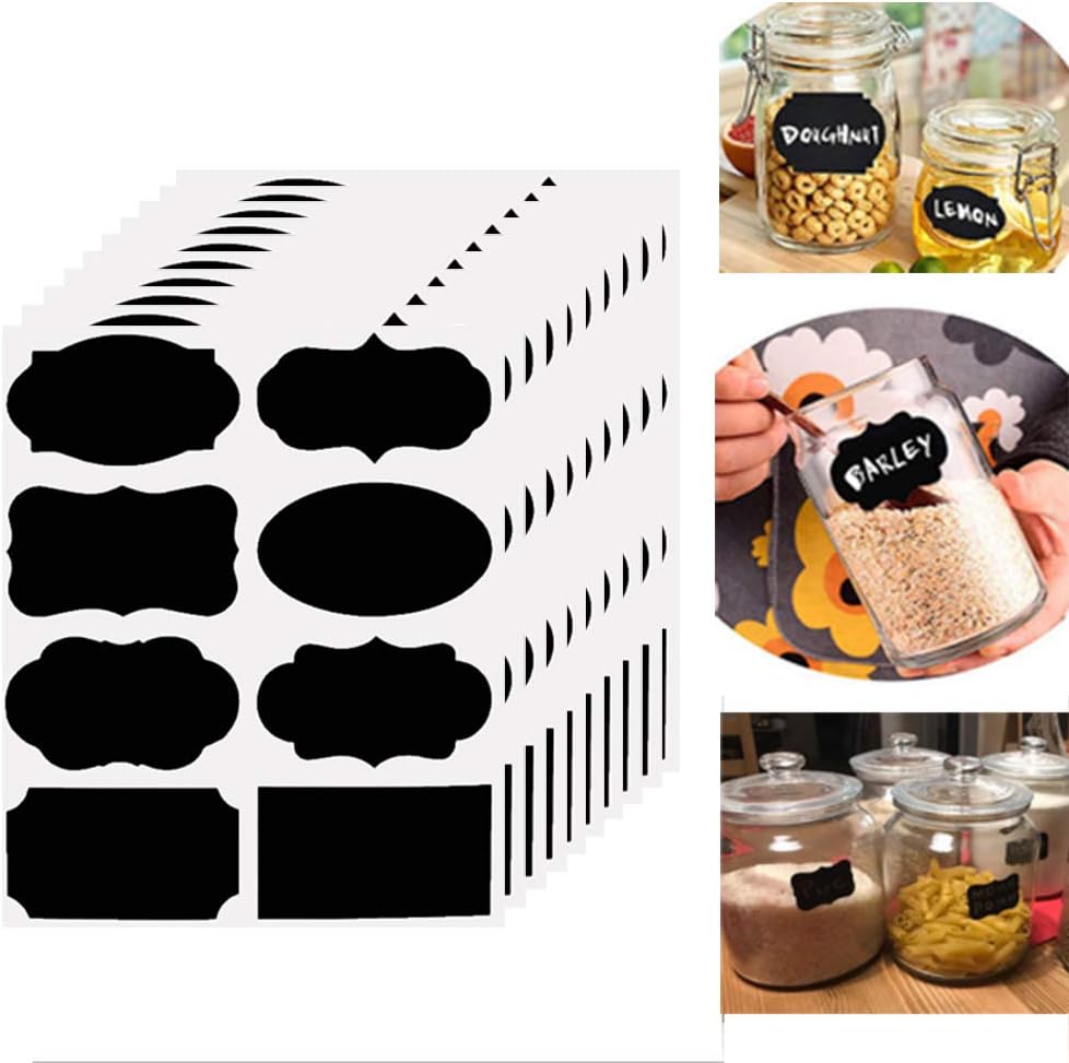 Chalkboard Labels -80 Premium Chalkboard Sticker + White Chalk Marker. Reusable Chalkboard Vinyl Labels for Kitchen, Labels for Jars, Pantry Labels, Chalkboard Sticker. : Office Products