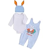 BeQeuewll Baby Boy St Patricks Day Outfit Newborn Romper+Plaid Shamrock Overalls+Hat 3Pcs Babys First St Patricks Day Outfit