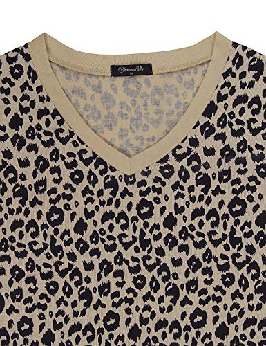 image for BMJL Women's Casual Cute Shirts Leopard Print Tops Basic Short Sleeve 