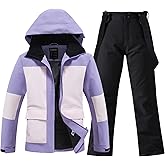 HOTIAN Women's Skisuit Ski Jackets and Pants Set Windproof Waterproof Insulated Snowsuit Winter Warm Snowboarding Snow Coat