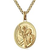WESTMIAJW St Saint Christopher Michael Medal Pendant Necklace Jewelry for Men Women 60cm