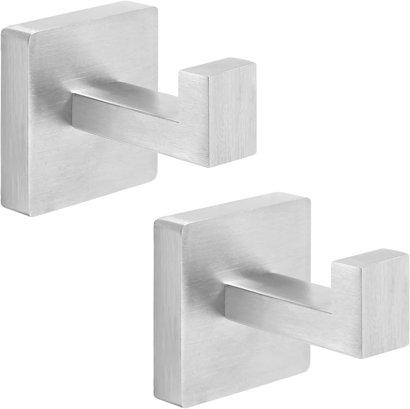 QNIIAED 2 Pack Square Bathroom Towel Hook,Stainless Steel Door Hooks Screw in for Coat,Robe,Clothes(Brushed Silver)