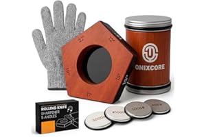 Onixcore Kitchen Knife Sharpening Kit - Rolling Knife Sharpener 5 Angles (12,15,17,19,22°) - 5 Sided Rolling Knife Sharpener 