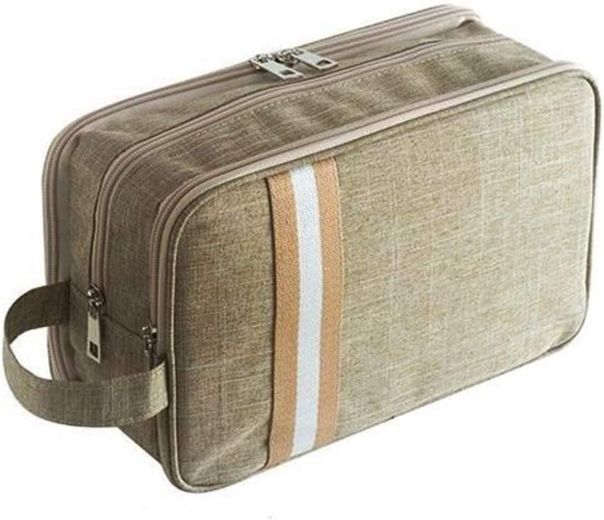 Travel Accessories Toiletry Bag,Waterproof Toiletry Wash Bag for Travel 3 Layers Portable Travel Hygiene Bag with Waterproof Isolation Compartment Cosmetic Travel Bags for Women (Khaki)