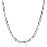 Amazon Essentials Women's Platinum Plated Sterling Silver Tennis Necklace with Round Cut Infinite Elements Cubic Zirconia (previously Amazon Collection)