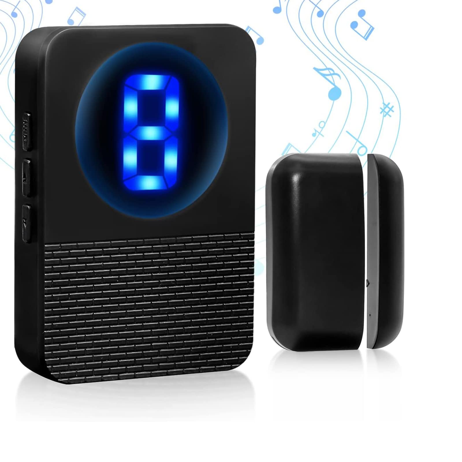 DAYTECH Door Alarm Sensor When Door Opens with Digital Display Door Sensor Alert Chime for Home Business Restaurant Retail Store 1 UK Plug-in Receiver & 1 Magnetic Sensor