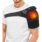 Telepepe Cordless Shoulder Heating Pad, Heated Shoulder Brace for Rotator Cuff Frozen, 3 Heat Levels, 3000mAh Rechargeable Battery, Shoulder Wrap for Pain Relief Deep Tissue for Men Women (Black)