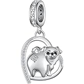 Feijiesi Pug Gifts for Pug Lovers S925 Sterling Silver Pug Charm for Bracelet Cute Pug Dog Jewelry Gifts for Women