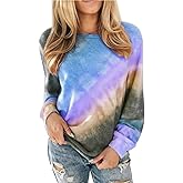 Famulily Womens Tie Dye Sweatshirt Casual Long Sleeve Crewneck Pullover Shirts S-XXL