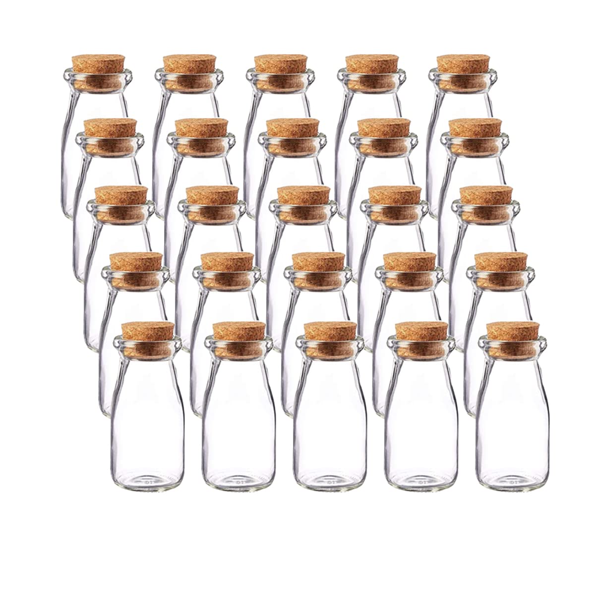 Danmu Art 100ml Glass Jars with Cork Lids - Small Bottles for Crafts, Wedding Favors, Potion Making, DIY Storage & Spices - Easy-Open Decorative Cork, Apothecary Style Vial (100ml-25Pack)