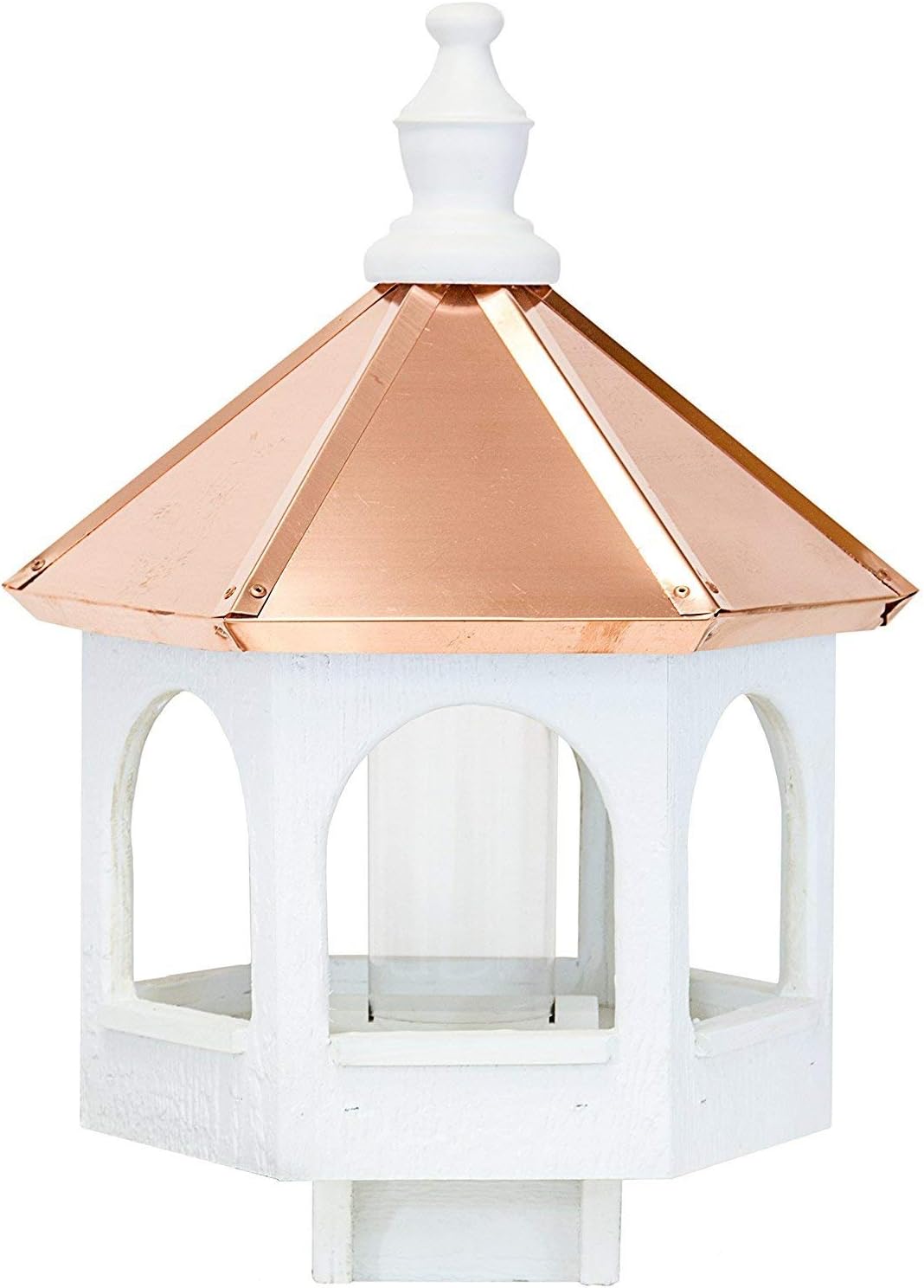 Amazon Com Small White Bird Feeder With Arches And Copper Roof