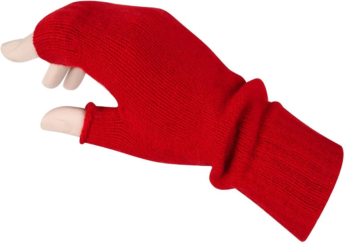 Women's Fingerless Mitts Pure Cashmere Made in Scotland (Black) at  Women’s Clothing store: Cold Weather Fingerless Gloves