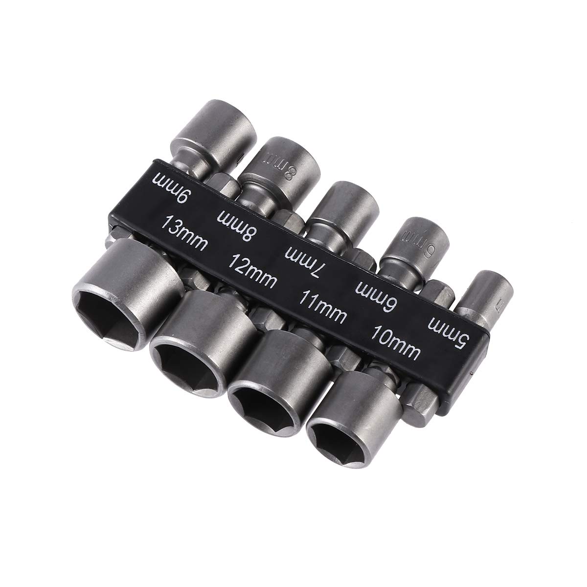 OUNONA 9PCS 5-13mm Imperial Socket Nut Impact Driver Adapter Drill Bits 1/4 Inch Shank Tool Set Nut Driver Socket Bit Set (9PCS)
