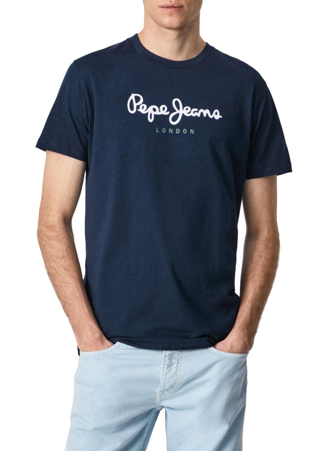 Pepe Jeans Herren Eggo N T-Shirt, Blue (Navy), XL