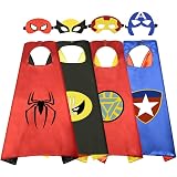 AUYAO - 2 Capes + Masques De Super-héros Pour Enfants - Polyester Et Feutre - 70x70 Cm - Déguisement Halloween, Carnaval