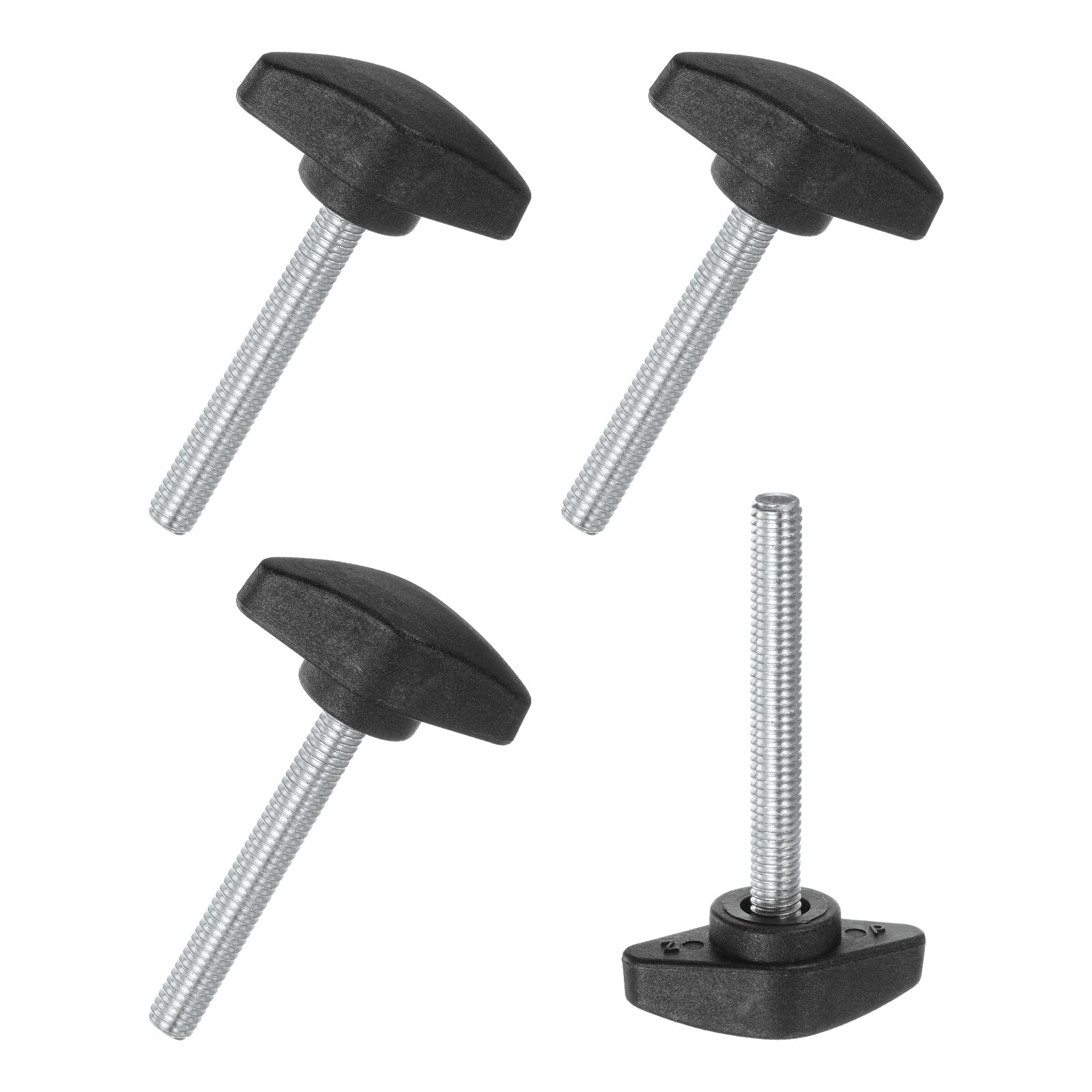 M METERXITY 4-Pack Thumb Screws, M6x50mm Tee Wing Knobs, Plastic T Handles Clamping Knob for Woodworking/Machinery/Equipment, Tightening Thread Thumbscrew [Black] — image 1
